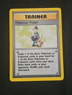 Pokemon TCG Trainer Base Set Pokemon Trader 77/102 Regular Card Unlimited RareLP - Image 1