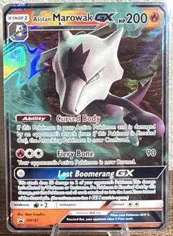 Pokemon TCG Alolan Marowak GX Black Star Promo Rare Holo Card SM187 - Image 1