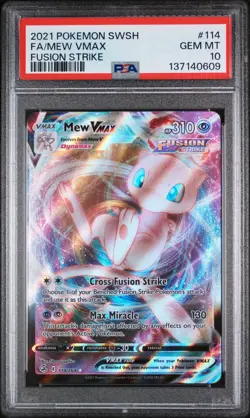 2021 Pokemon Sword & Shield Fusion Strike #114 Fa/Mew Vmax Fusion Strike PSA 10 - Image 1