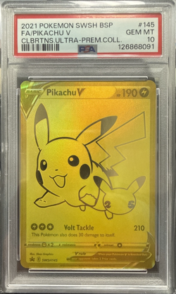 2021 POKEMON SWSH BLACK STAR PROMO #145 FULL ART/PIKACHU V PSA 10 - Image 1