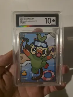 Pokemon Comic Art Slab Grookey NON-TCG Beach Playful Fun - Image 1