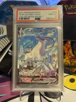 Pokemon TCG Ice Rider Calyrex Vmax 203/198 PSA 10 Gem Mint Chilling Reign - Image 1