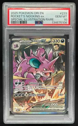 2025 Pokemon SV Destined Rivals Team Rocket's Nidoking ex #233/182 PSA 10 - Image 1