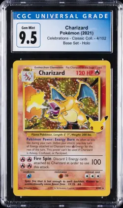 2021 POKEMON CELEBRATIONS - CLASSIC COLL. BASE SET HOLO #4/102 CHARIZARD CGC 9.5 - Image 1