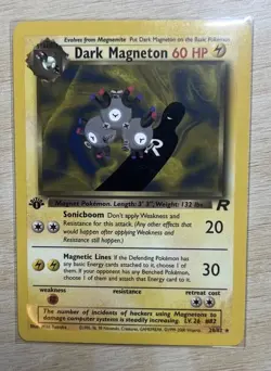 Dark Magneton 28/82 - Team Rocket 1st Edition Rare - WOTC Non-Holo Pokemon MP-LP - Image 1