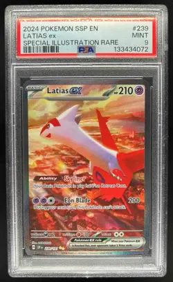 2024 Pokemon SV Surging Sparks SSP EN Latias Ex #239/191 PSA 9 - Image 1