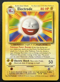 Pokemon TCG Electrode Base Set 21/102 Regular Unlimited Rare LP - Image 1