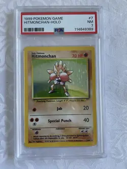 PSA 7 NM Hitmonchan 007/102 Base Set Holo Pokemon 1999 Near Mint - Image 1