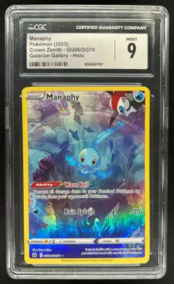 2023 Pokemon SWSH Crown Zenith Manaphy Galarian Gallery #GG06/GG70 CGC 9 - Image 1