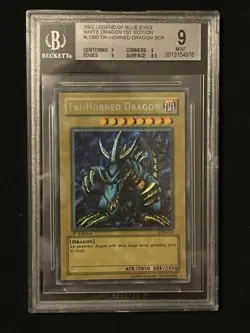 Yu-Gi-Oh! Tri-Horned Dragon 1st Edition Wavy Faded BGS 9 MINT LOB-000 - Image 1