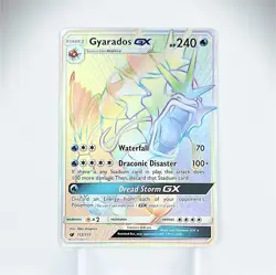 RAINBOW RARE Pokemon Gyarados GX Full Art 112/111 Crimson Invasion Card (2017) - Image 1