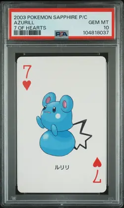 2003 Pokemon Sapphire Playing Card Azurill 7 of Hearts PSA 10 - Image 1