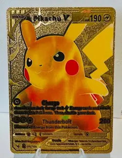 Pikachu V Gold Foil Fan Art Vinyl Collector Pokemon Display Card 170/185 - Image 1