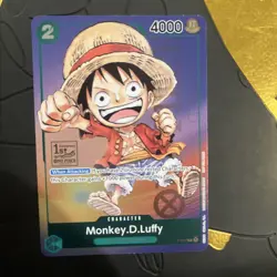 Monkey D Luffy P-037 1st Anniversary Tournament STAMP Promo Holo One Piece Card - Image 2