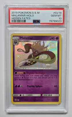 2019 Pokemon Sun & Moon Hidden Fates #SV18 Malamar Holo Shiny PSA 10 - Image 1
