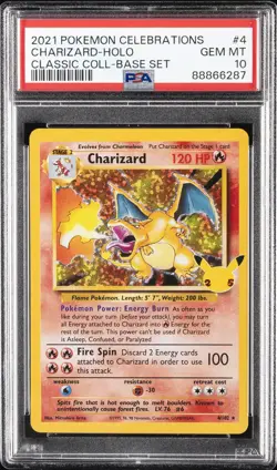 2021 POKEMON CELEBRATIONS CLASSIC COLL #4 CHARIZARD-HOLO PSA 10 - Image 1