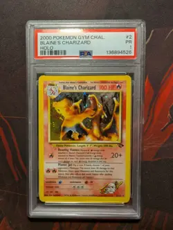 2000 POKEMON GYM CHALLENGE #2/132 BLAINE'S CHARIZARD HOLO PSA 1 - Image 1