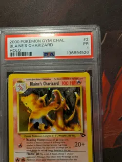 2000 POKEMON GYM CHALLENGE #2/132 BLAINE'S CHARIZARD HOLO PSA 1 - Image 3