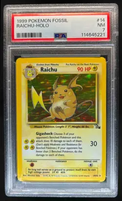 1999 Pokemon Fossil Raichu #14/62 PSA 7 - Image 1