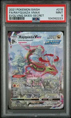 2021 Pokemon SWSH Evolving Skies Secret #218 FA Rayquaza PSA 10 GEM MINT - Image 1
