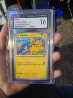 CGC 10 GEM MINT Pikachu #190 Black Star Promo 2024 Pokemon World Championships - Image 1