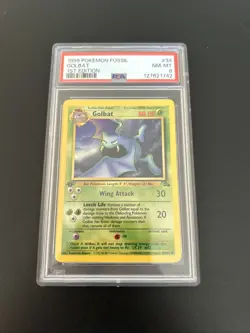 Pokemon Fossil 1999 Golbat 1st Edition Graded PSA 8 Slightly Damaged Slab - Image 1