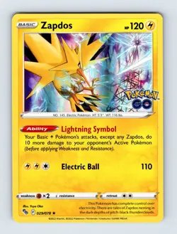 Zapdos - Pokemon Go 029/078 - Holo Rare - NM - Pokemon TCG - Image 1