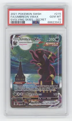 2021 POKEMON SWORD & SHIELD EVOLVING SKIES FULL ART UMBREON VMAX PSA 10 Q1887 - Image 1