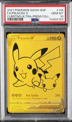 2021 POKEMON SWSH BLACK STAR PROMO #145 FULL ART/PIKACHU V PSA 10 - Image 1