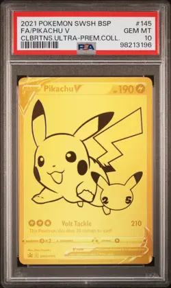 2021 POKEMON SWSH BLACK STAR PROMO #145 FULL ART/PIKACHU V PSA 10 - Image 1