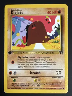 Diglett 52/82 1st Edition Team Rocket Pokemon Card 1999 WOTC - Image 1