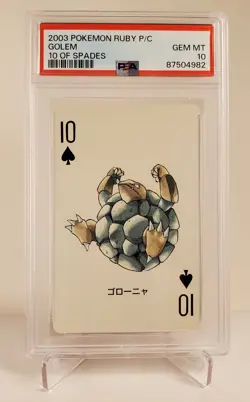 2003 Pokemon Ruby Playing Cards Golem Ten of Spades PSA 10 - Image 1