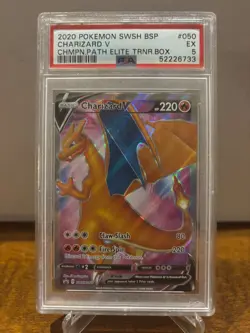 2020 Pokemon Charizard SWSH BSP V CHMPN. Path Elite TRNR.Box #050 PSA 5 Mint - Image 1