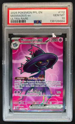 2025 Pokemon Phantasmal Flames Mismagius ex Full Art Ultra Rare #112/094 PSA 10 - Image 1