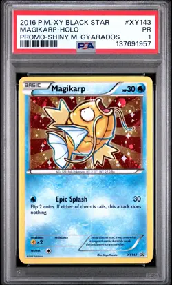 2016 POKEMON XY BLACK STAR PROMO SHINY MEGA GYARADOS #XY143 MAGIKARP-HOLO PSA 1 - Image 1