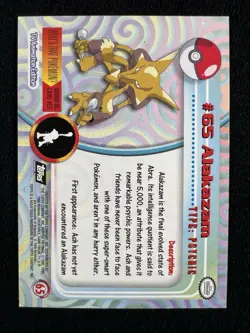 1999 Pokemon Topps Foil Alakazam #65 - LP - Image 2