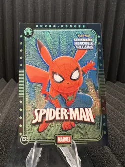 Spider-Man (Pikachu) #E25 - Green Holo - Heros & Villains Flash Edition Pokemon - Image 1