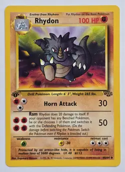 First Edition Rhydon Jungle Pokemon TCG Non-Holo 45/64 English LP+ - Image 1
