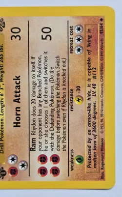 First Edition Rhydon Jungle Pokemon TCG Non-Holo 45/64 English LP+ - Image 4