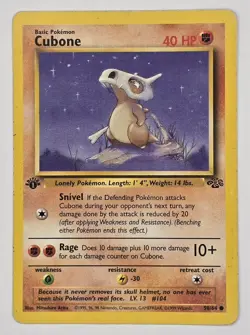 Cubone 1st Edition 1999 Pokemon Jungle #50/64 Common WOTC MP - Image 1