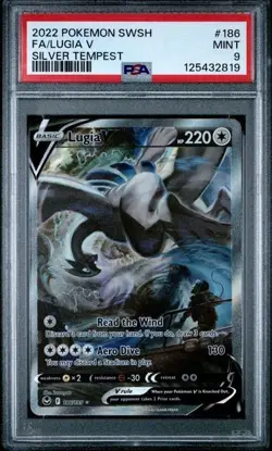 2022 Pokemon Sword & Shield Silver Tempest #186 FA/LUGIA V Silver Tempest PSA 9 - Image 1