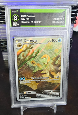 ACE 9 Omanyte 180/165 S&V 151 IR Holo Pokemon Card -DEGREE GRADED 8 - Image 1