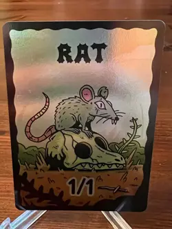 Wizard Of The Barge Magic The Gathering Foil Rat 1/1 Token Kickstarter - Image 1