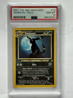 2001 Pokemon Neo Discovery - Umbreon Holo #13 PSA 10 GEM MT - Image 1