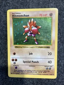 Pokemon TCG - Hitmonchan (7/102) Base Set Shadowless - Holo - MP - Image 1