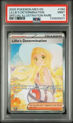 2025 POKEMON MEG SPECIAL ILLUSTRATION RARE #184 LILLIE'S DETERMINATION PSA 9 - Image 1