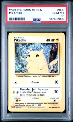 PSA 10 Pikachu 2023 CLC EN Classic Charizard & Ho-Oh Ex Deck #008 008/034 - Image 1