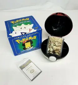 1999 Burger King Pokemon TOGEPI 23K Gold-Plated TRADING CARD w Ball & BLUE BOX - Image 1
