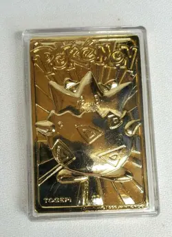 1999 Burger King Pokemon TOGEPI 23K Gold-Plated TRADING CARD w Ball & BLUE BOX - Image 2