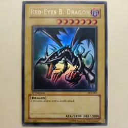 Yugioh Red-Eyes Black B Dragon SDJ-001 Ultra Rare 1st Edition LP - Image 1